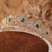 New Flaw Green Rhinestone Golden Tiaras | Bridelily - Silver - tiaras