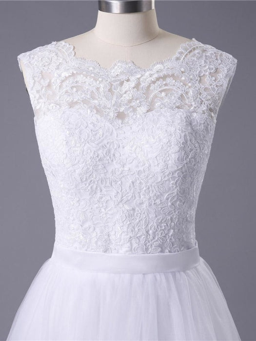 New Lace O-Neck Lace Tulle Boho Wedding Dresses