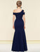 Navy Blue Evening Dress Mermaid Bateau Neck Stretch Crepe Pleated Formal Dinner Dresses(APP ExclusivePrice  $163.99)