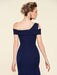 Navy Blue Evening Dress Mermaid Bateau Neck Stretch Crepe Pleated Formal Dinner Dresses(APP ExclusivePrice  $163.99)