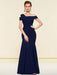 Navy Blue Evening Dress Mermaid Bateau Neck Stretch Crepe Pleated Formal Dinner Dresses(APP ExclusivePrice  $163.99)