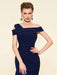 Navy Blue Evening Dress Mermaid Bateau Neck Stretch Crepe Pleated Formal Dinner Dresses(APP ExclusivePrice  $163.99)