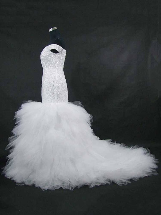 New Off the Shoulder Sequins Lace-up Mermaid Wedding Dresses - White / 50cm - wedding dresses