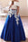 New Off the Shoulder Two Piece Prom Dress Floor Length Blue Formal Dresses - Prom Dresses