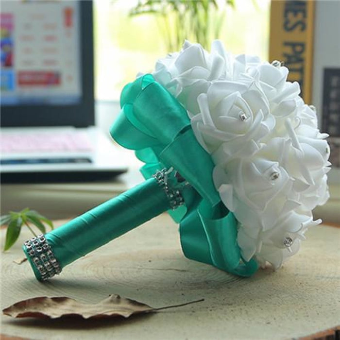 New Perals Wedding Bouquet with Ribbons - green - wedding flowers