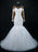 New Sheer Neck Long Sleeve Mermaid Wedding Dresses - White / Floor Length - wedding dresses