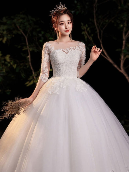 Simple Elegant White Formal Wedding Reception Dress with Big Bow Wholesale  #T89021 - GemGrace.com