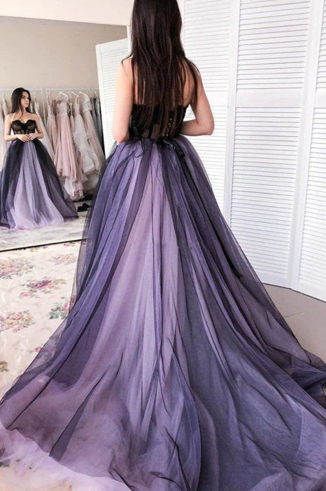 New Strapless Appliqued Prom with Beads A Line Sweetheart Beaded Tulle Dress - Prom Dresses