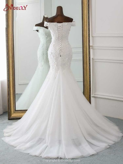New Style Flower Lace Mermaid Ruffles Wedding Dresses - wedding dresses