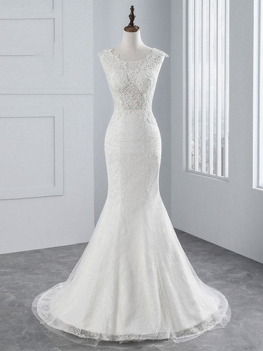 New Style Lace Mermaid Wedding Dresses - Ivory / Floor Length - wedding dresses