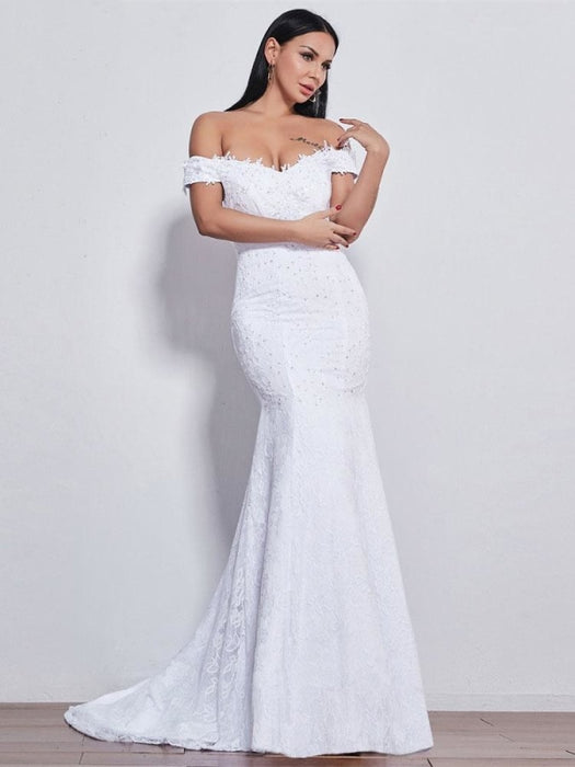 New Style Off-the-Shoulder Beaded Mermaid Wedding Dresses - wedding dresses