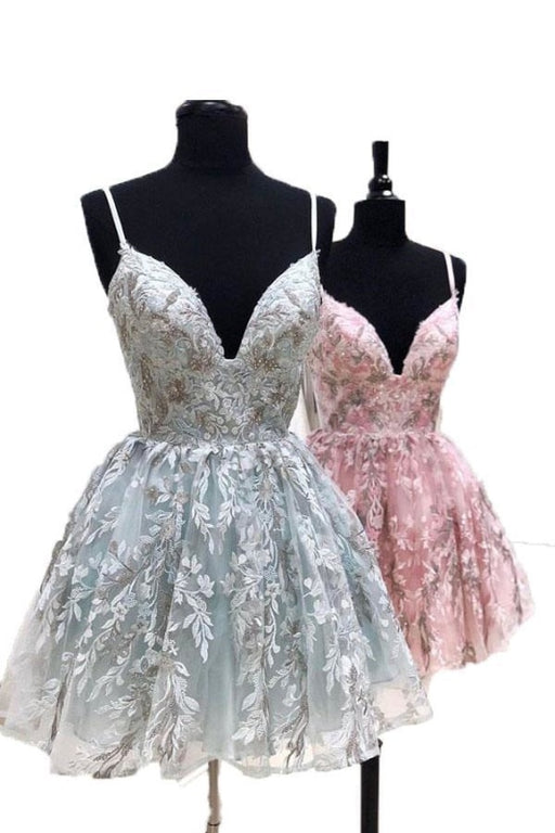 New Style Spaghetti Straps Short Homecoming Dresses Mini Lace Party Dress - Prom Dresses
