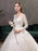 Vintage Wedding Dresses Eric White Jewel Neck Long Sleeves Natural Waist Satin Fabric Cathedral Train Applique Traditional Dresses For Bride