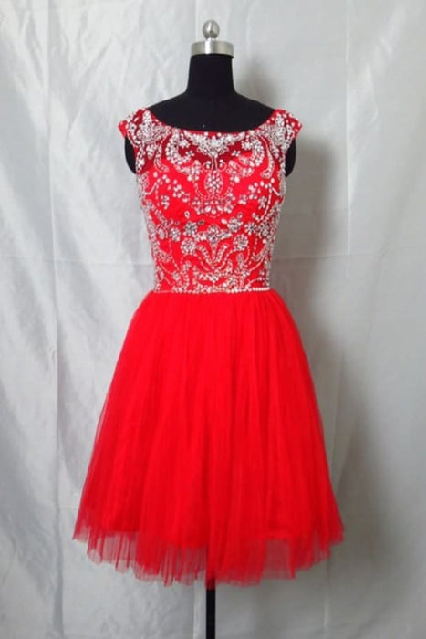 Newest Red Tulle Short Prom Homecoming Dress - Prom Dresses