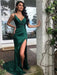 Newest V Neck Mermaid Emerald Green Long Prom Dresses with  Mermaid Emerald Green Formal Dresses, Emerald Green Evening Dresses