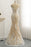 Nude Tulle Round Neck Lace Long Mermaid Pearl Prom Dress - Prom Dresses