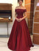 Off Shoulder Beaded Lace Burgundy Long Prom Dresses, Off the Shoulder Burgundy Formal Dresses, Burgundy Lace Evening Dresses