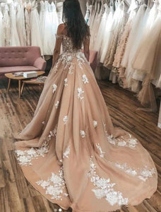 Off the Shoulder Short Champagne Lace Prom Dresses, Short Champagne Lace Formal Homecoming Dresses