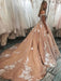 Off Shoulder Champagne Lace Long Prom Dresses, Champagne Lace Formal Dresses, Champagne Evening Dresses 