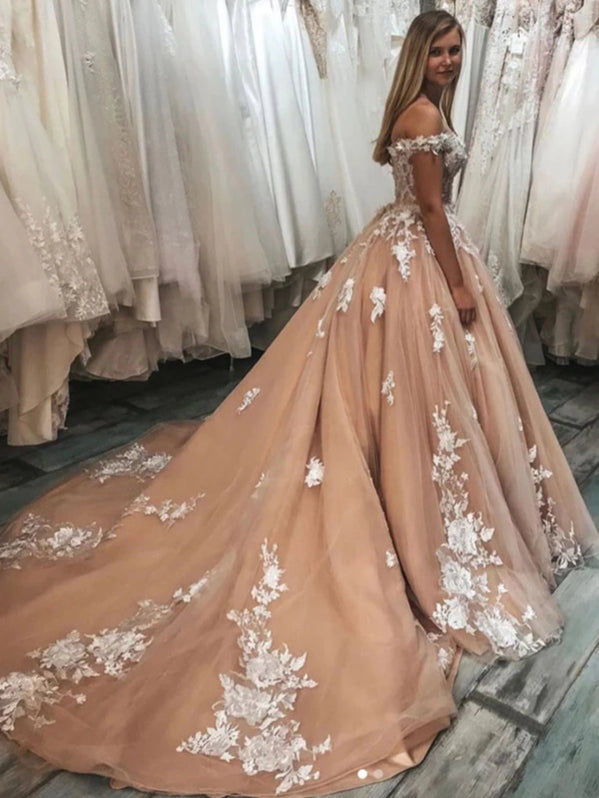 Long Sleeves Champagne Lace Prom Dresses, Long Sleeves Champagne Lace Formal Evening Dresses main image 1