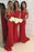 Off Shoulder Mermaid Red Bridesmaid with Lace Sequins Stylish Wedding Party Dress - Prom Dresses