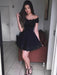 Off Shoulder Short Black Lace Prom Dresses, Off Shoulder Black Lace Formal Graduation Homecoming Dresses