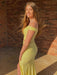 Off Shoulder Two Pieces Mermaid Yellow Lace Long Prom Dresses with Slit, Off Shoulder Mermaid Lace Yellow Formal Dresses, Two Pieces Mermaid Yellow Evening Dresses
