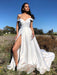 Off Shoulder White Satin Long Prom Dresses with High  Off the Shoulder White Formal Graduation Evening Dresses