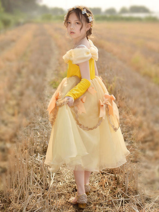 Flower Girl Dresses Off The Shoulder Korean Velvet Sleeveless Ankle Length A Line Pleated Formal Kids Princess Dresses