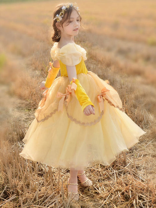 Flower Girl Dresses Off The Shoulder Korean Velvet Sleeveless Ankle Length A Line Pleated Formal Kids Princess Dresses