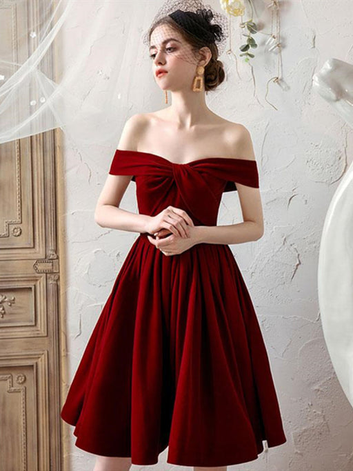 Off the Shoulder Burgundy Short Prom, Off Shoulder Burgundy Homecoming Bridelily Off the Shoulder Burgundy Short Prom, Off Shoulder Burgundy Homecoming Bridelily