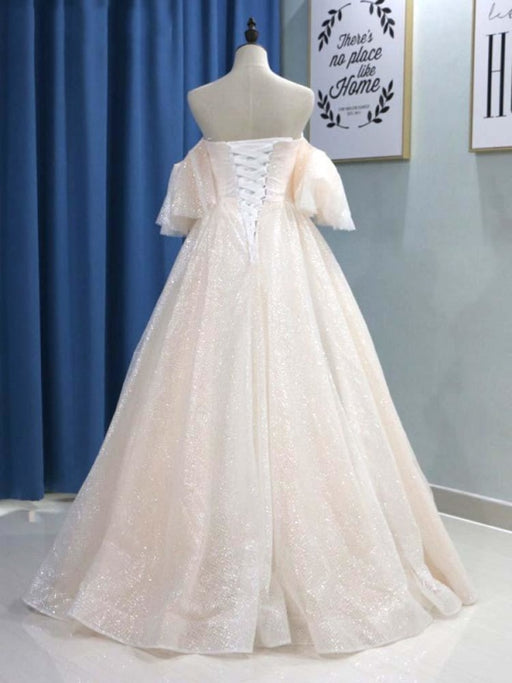 Off-the-Shoulder Half Sleeves Ball Gown Wedding Dresses - wedding dresses
