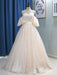 Off-the-Shoulder Half Sleeves Ball Gown Wedding Dresses - As Picture / Floor Length - wedding dresses
