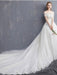 Off-the-Shoulder Lace Applique Ball Gown Wedding Dresses - Ivory / With train - wedding dresses