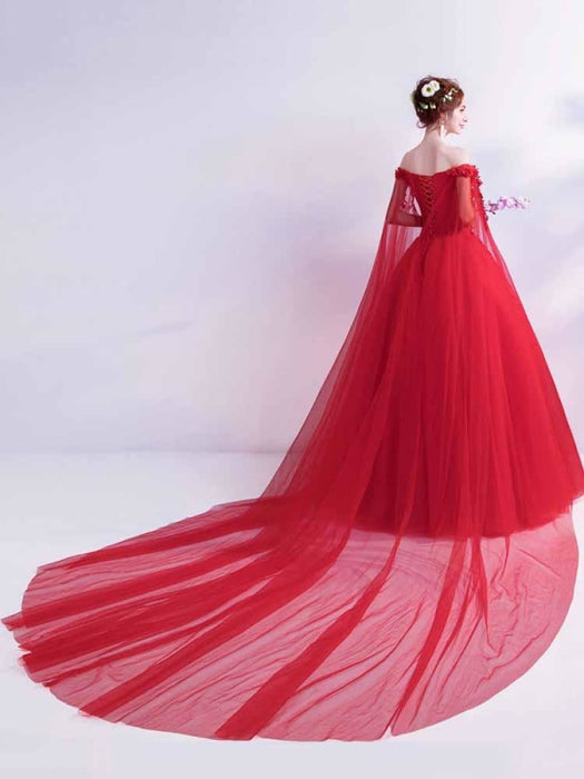 Off-the-Shoulder Lace Applique Wedding Dresses - wedding dresses