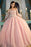 Off-the-Shoulder Long Sleeves Ball Quinceanera With Flowers Prom Dress - Prom Dresses