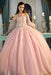 Off-the-Shoulder Long Sleeves Ball Quinceanera With Flowers Prom Dress - Prom Dresses