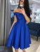 Off the Shoulder Royal Blue Short Prom Dresses Homecoming Dresses, Off Shoulder Royal Blue Formal Graduation Evening Dresses