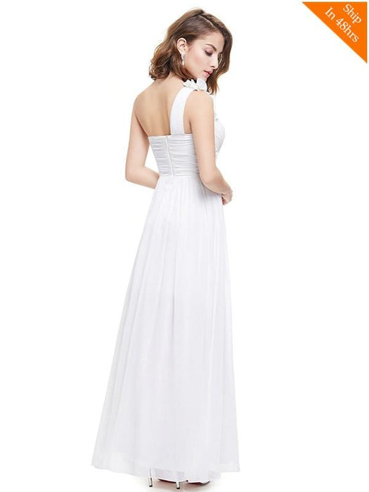One Shoulder Floral Floor-Length A-Line Evening Dresses - evening dresses