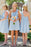 One Shoulder Light Sky Blue Short A-Line Knee Length Bridesmaid Dresses Pregnant Dresses - Bridesmaid Dresses