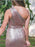 One shoulder Rose Gold Column Sequined Bridesmaid Dress - Bridesmaid Dresses
