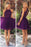 Open Back Homecoming Halter Purple Beaded Tulle Cocktail Dresses Short Prom Dress - Prom Dresses
