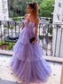 Criss-Cross Open Back Gown with Spaghetti Strap Lilac