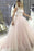 Pale Pink Court Train with Lace Appliques Sleeveless Wedding Dress - Wedding Dresses