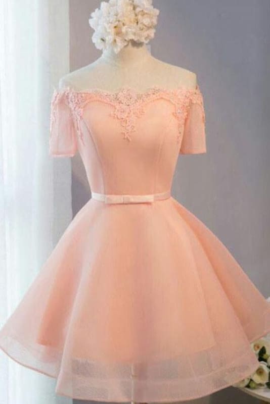 Pastel Orange Appliqued Petite Short Formal Dresses 2021