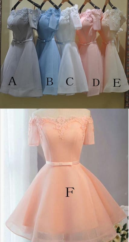 Pastel Orange Appliqued Petite Short Formal Dresses 2021