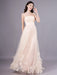 Peach Strapless Prom Dress A Line Flower Tulle Floor Length Homecoming Dress