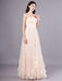 Peach Strapless Prom Dress A Line Flower Tulle Floor Length Homecoming Dress