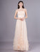 Peach Strapless Prom Dress A Line Flower Tulle Floor Length Homecoming Dress