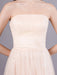 Peach Strapless Prom Dress A Line Flower Tulle Floor Length Homecoming Dress